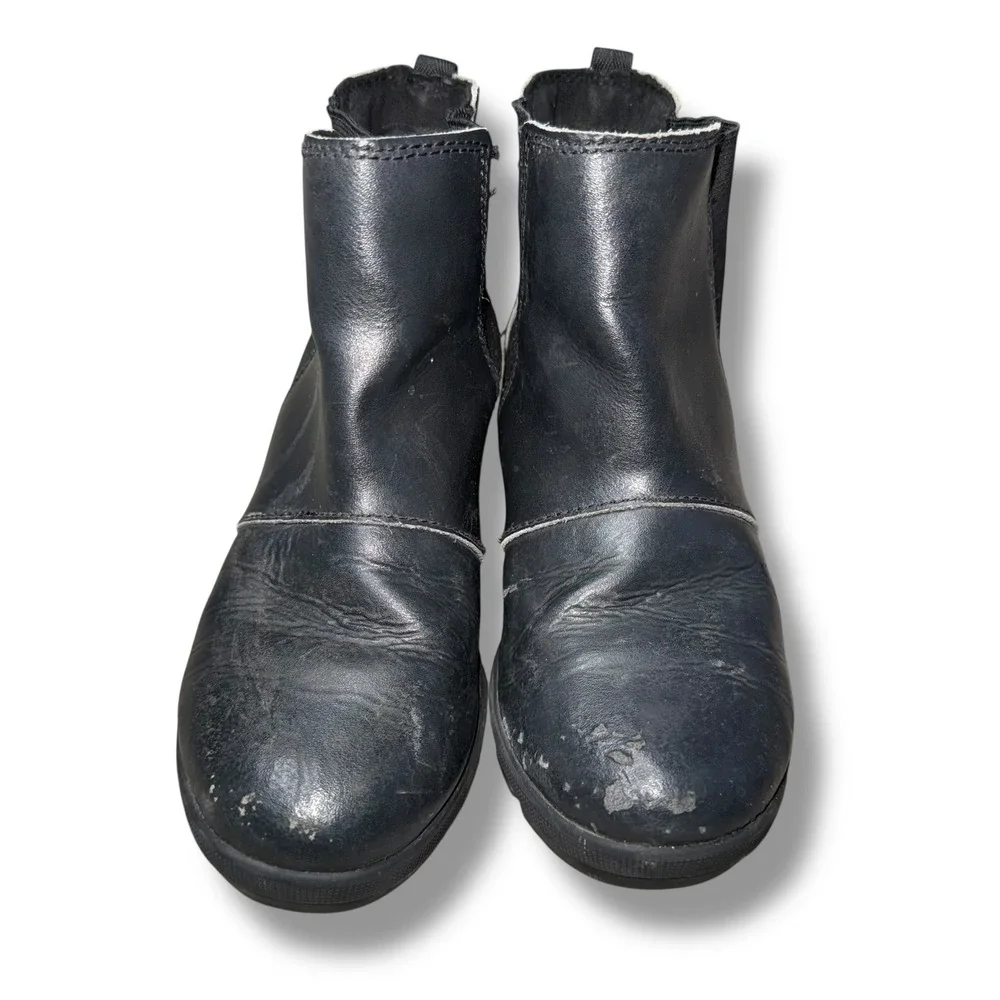Sorel Joan‎ of Arctic Wedge II Chelsea Boots Kids 1 Black Silver Good NY1945-011